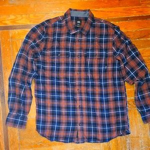 Men's long sleeve flannel shirt men medium button
